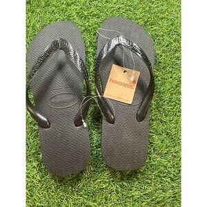 Havaianas Flip Flops  NWT Women 's 9/10 (men’s 8) Sandals Shoes Black AUTHENTIC